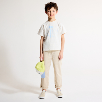 بنطلون بقصّة جزرة من القماش، اللون بيج، للأولاد 